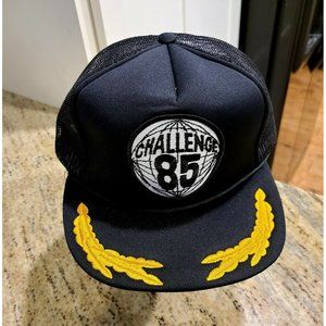 Vtg Challenge 85 Black  Mesh Snapback Hat